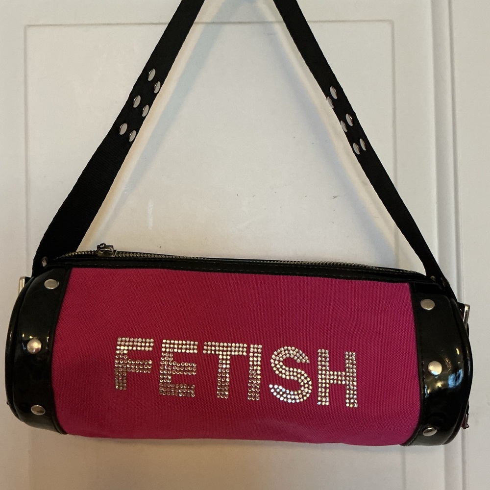 FETISH Vintage Y2K Hot Pink and Black Women's Bag with Rhinestones and Studs - Picture 8 of 9